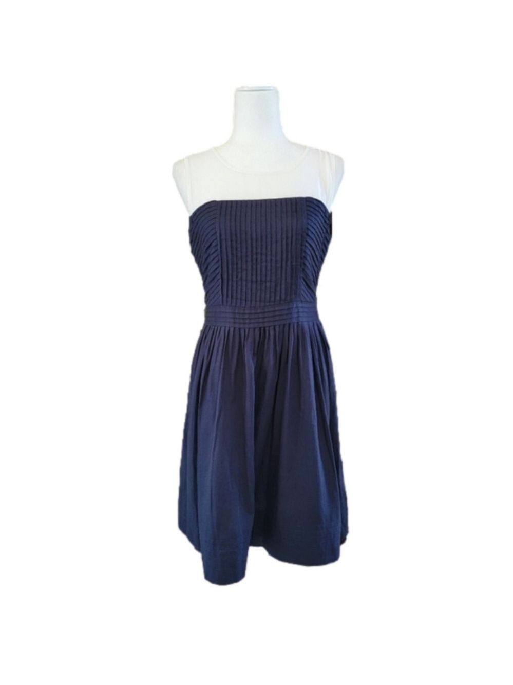 Loft Sleeveless Sheer Top Pleated Pintuck Bodice & Skirt Dress Size12 Petite EUC